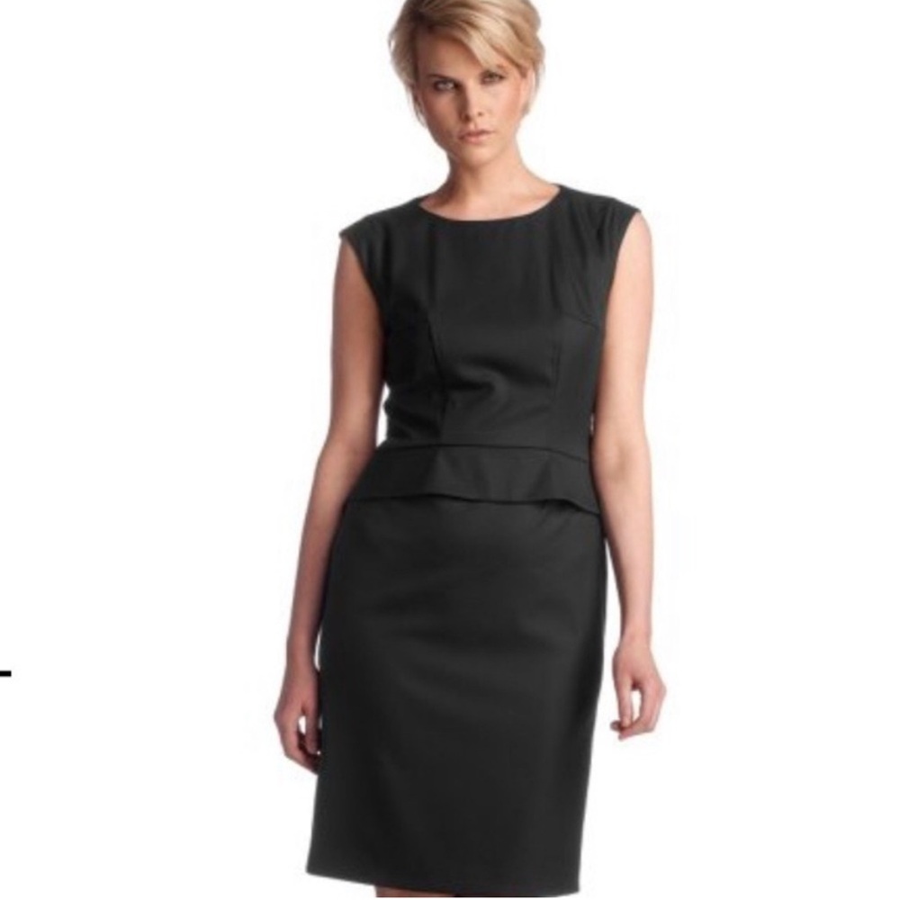 HUGO BOSS BLACK LABEL Dapeplina Wool Peplum Sheath Dress Size 2